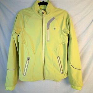 Athleta Womens Neon Lime Green Softshell Cycling Jacket Reflective Zip 790931 M